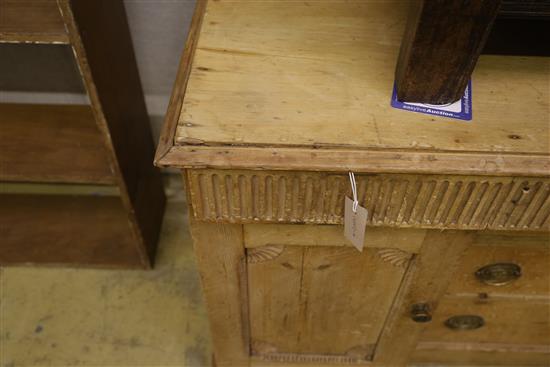 A 19th century pine inverse breakfront sideboard, W.150cm, D.58cm, H.79cm